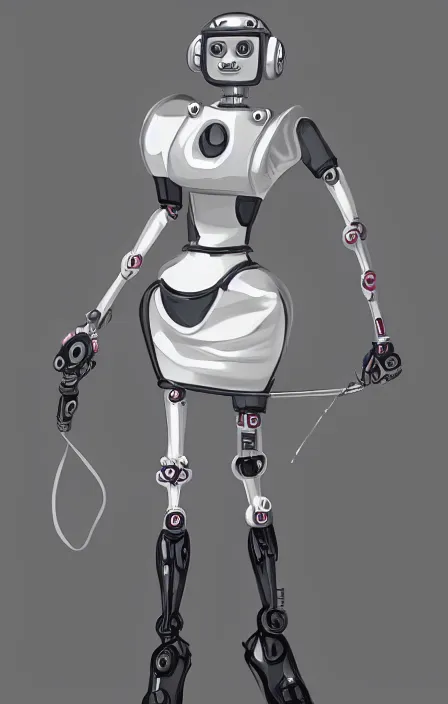 Image similar to a robot wearing a maid dress, full body shot, highly detailed, digital painting, artstation, concept art, smooth, sharp focus, illustration