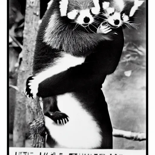 Prompt: hitler hugging a red panda, propaganda poster