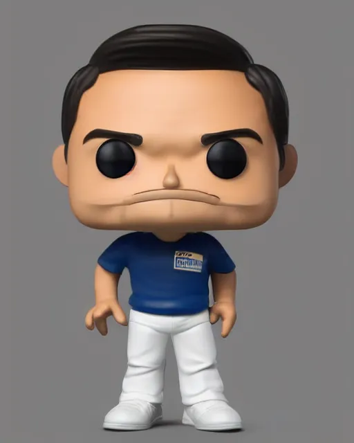 Image similar to full body 3d render of Ben Shapiro as a funko pop, studio lighting, white background, blender, trending on artstation, 8k, highly detailed