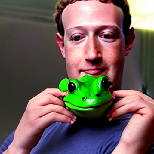 Image similar to mark zuckerberg holding a frog