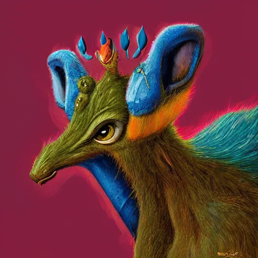 Prompt: a dik dik monster in a shed colorful, digital art, fantasy, magic, trending on artstation, ultra detailed, professional illustration by Basil Gogos