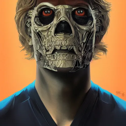 Scary Man Face Painting Terminator Stock Photo 299116799