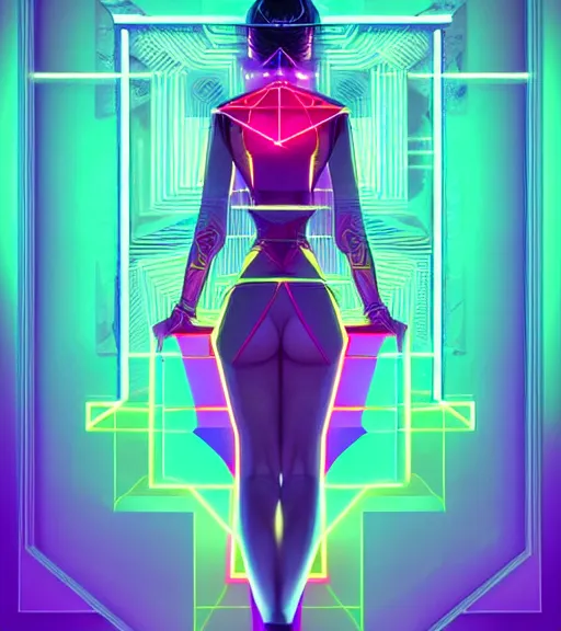 Image similar to symmetry!! latin princess of technology, solid cube of light, hard edges, product render retro - futuristic poster scifi, lasers and neon circuits, beautiful woman latin princess, intricate, elegant, highly detailed, digital painting, artstation, concept art, smooth, sharp focus, illustration, dreamlike, art by artgerm