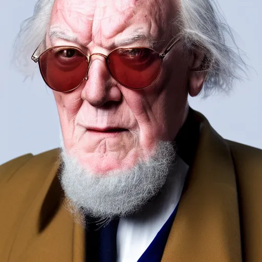 Prompt: portrait of dumbledore, sir michael john gambon wearing sunglasses, beautiful portrait, studio lighting, 4 k, masterpiece