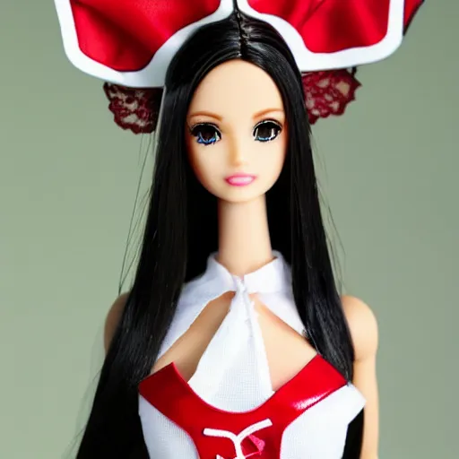 Image similar to anime barbie doll, nurse costume, full length, high heels, lace, stockings, rim of leather hare ears on the head, detail, full nd