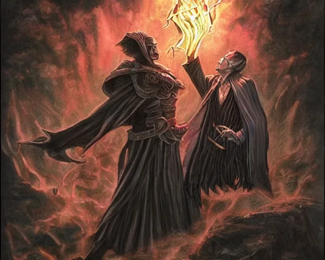 Prompt: vince mcmahon as a shadow mage casting a dark magic spell, fantasy artwork, d & d, extremely detailed, high quality, award - winning,