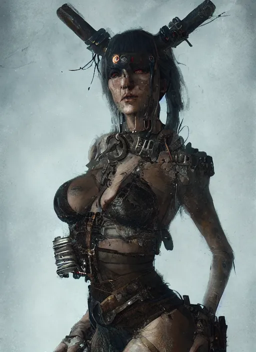 Prompt: hyper realistic photography portrait of postapocalyptic cyberpunk pagan medieval tribal festival warrior curvy partygirl valkyr face cinematic, vallejo, craig mullins greg rutkowski, artstation, cgsociety