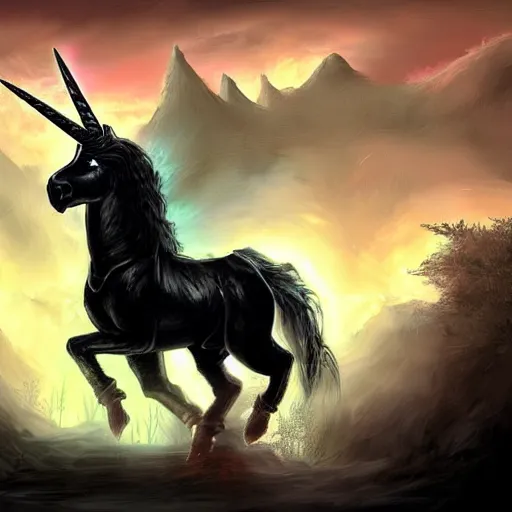 Image similar to a dark stabby unicorn, fantasy art