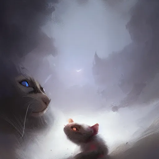 Prompt: a cat and mouse hybrid, digital art fantasy art, highly detailed, art by george stubbs, jakub rozalski, anton fadeev, james gurney, anato finnstark, ismail inceoglu