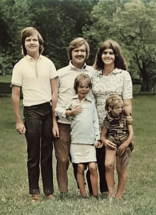 Image similar to a family of four in the 1 9 7 0 s