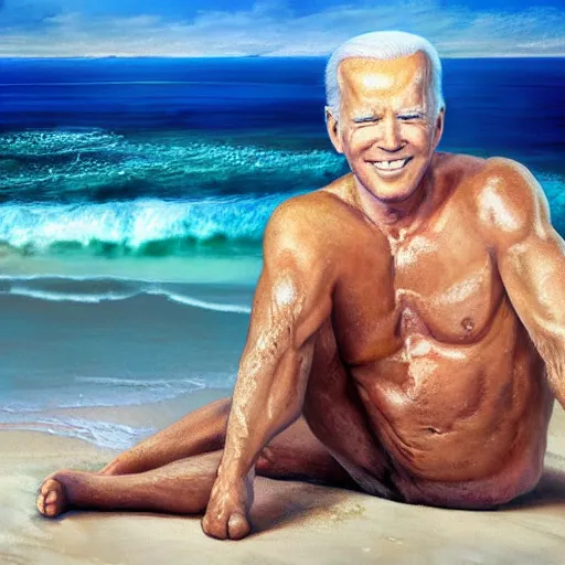 Prompt: hyperrealistic mixed media high resolution painting of a Joe Biden posing on a beach wearing a bikini, body of old man, stunning 3d render inspired art by István Sándorfi and Greg Rutkowski and Unreal Engine, perfect symmetry, dim volumetric lighting, 8k octane beautifully detailed render, post-processing, extremely hyper-detailed, intricate, epic composition, highly detailed attributes, highly detailed atmosphere, cinematic lighting, masterpiece, trending on artstation, very very detailed, masterpiece, stunning, flawless structure, lifelike texture, perfection,