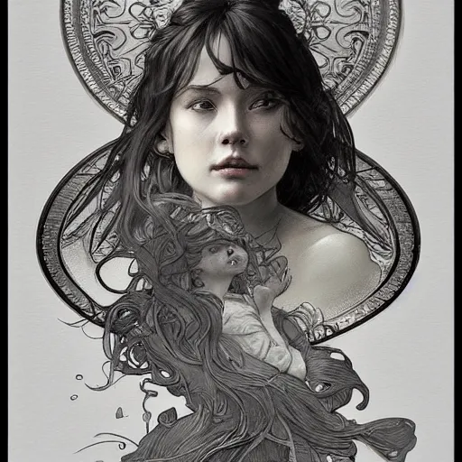 Image similar to amazing lifelike award winning pencil illustration of tilly Tom and tiny trending on art station artgerm Greg rutkowski alphonse mucha cinematic