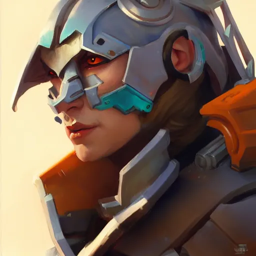 Image similar to Greg Manchess portrait painting of human fantasy warrior as Overwatch character, wacky, medium shot, asymmetrical, profile picture, Organic Painting, sunny day, Matte Painting, bold shapes, hard edges, street art, trending on artstation, by Huang Guangjian and Gil Elvgren and Sachin Teng