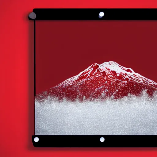 Image similar to an award - winning advertisement photo of a red vinyl, with a snowy mountain and ice, drammatic lighting, sigma 5 0 mm, ƒ / 8, behance