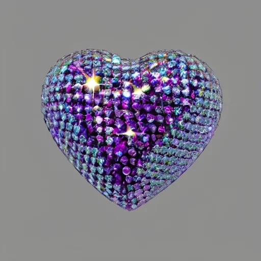 Prompt: crystal heart, love heart made of crystals shiny bright