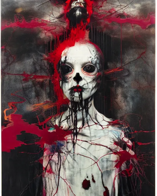 Image similar to the embodiment of dark surrealism, a brutalist designed, gothic, rich deep colours, charcoal, painted by francis bacon, adrian ghenie, james jean and petra cortright, part by gerhard richter, part by takato yamamoto. 8 k masterpiece.