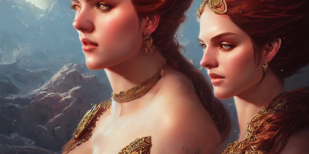 Image similar to portrait of a seductive and powerful aphrodite, detailed intricate illustration, detailed illustration, hd, 4 k, digital art, overdetailed art, by greg rutkowski, by loish, complementing colors, trending on artstation, deviantart