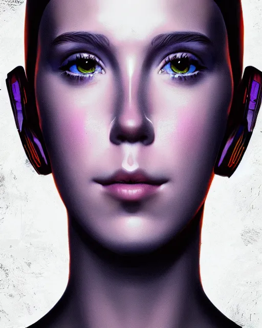 Image similar to digital art portrait of cyberpunk millie bobby brown