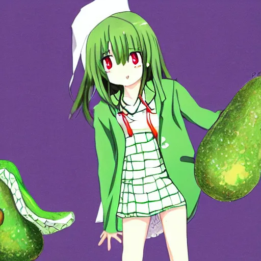 Image similar to tomoko kuroki watamote dressed as an avocado anime trending art