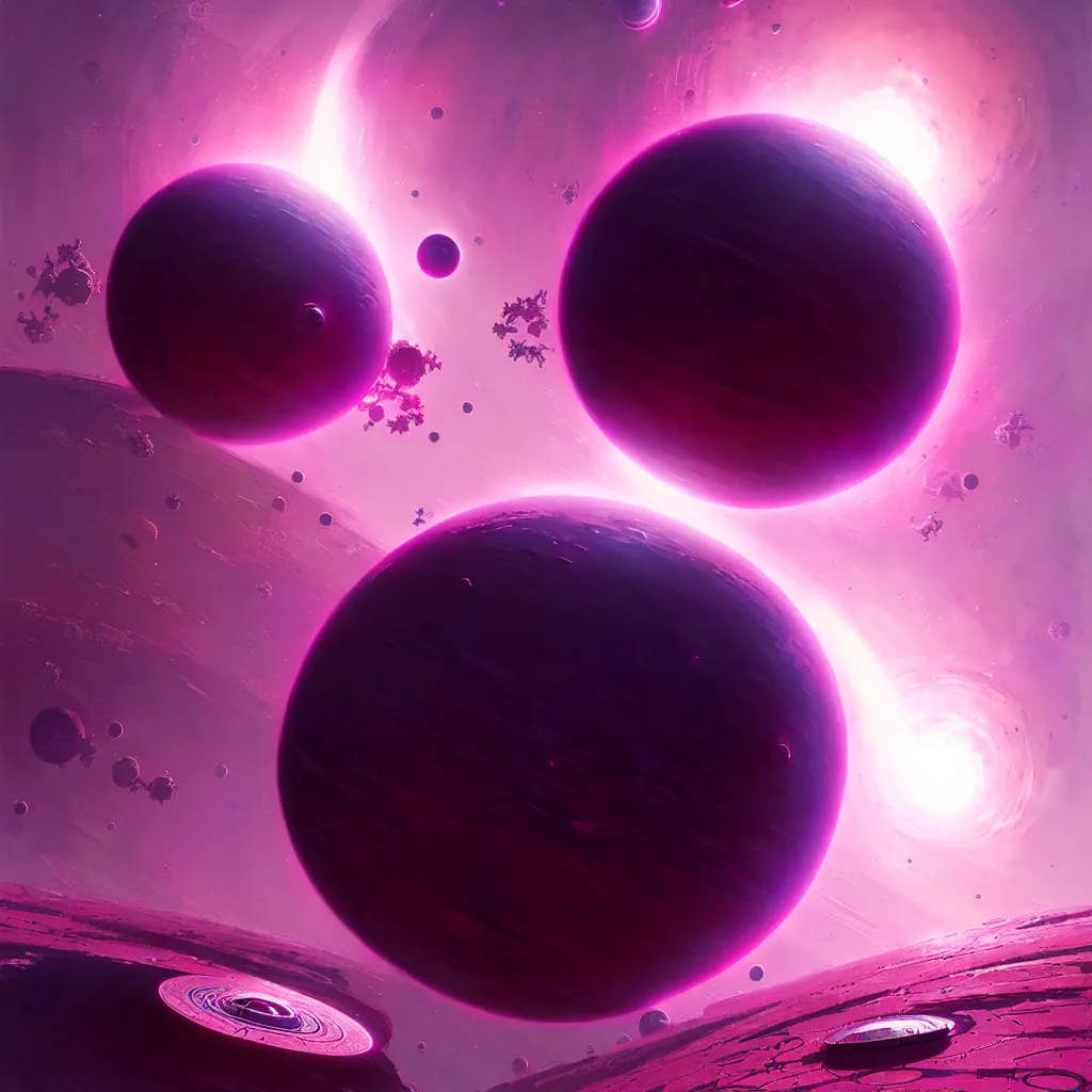 Image similar to dyson sphere program pink planet, concept art, by greg rutkowski