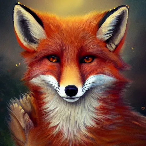 Image similar to portrait of a fox wearing a tiara wreath flowers, fantasy art, d & d, trending on artstation, beautiful art, highly detailed