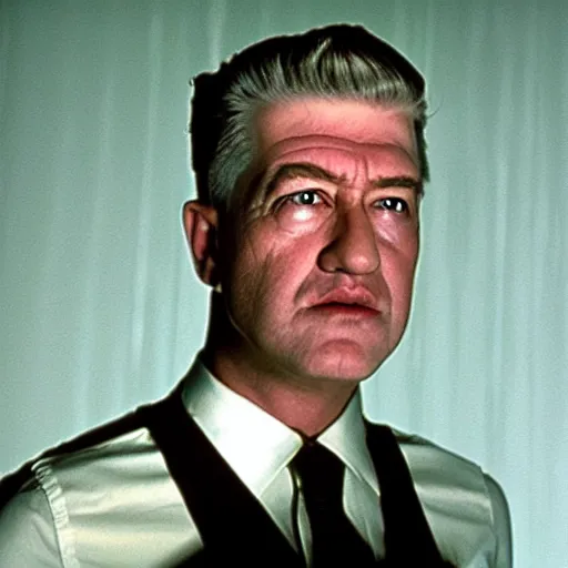 Image similar to the man with the robot head, movie by david lynch,