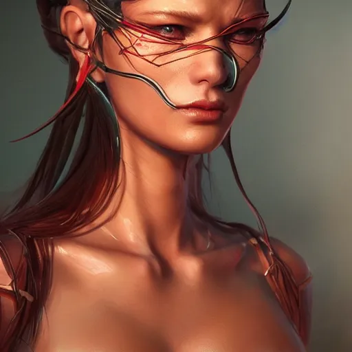 Prompt: snake head woman , made by Stanley Artgerm Lau, WLOP, Rossdraws, ArtStation, CGSociety, concept art, cgsociety, octane render, trending on artstation, artstationHD, artstationHQ, unreal engine, 4k, 8k,