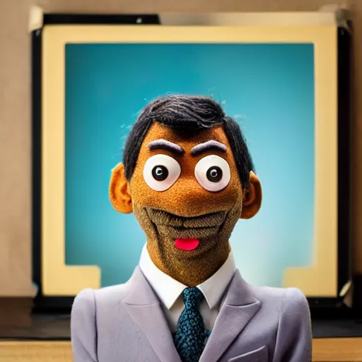 Prompt: Mr. Bean depicted as a muppet, Hyperdetailed, behance, smooth, sharp focus, bokeh, photography, elegant, symmetrical, award winning, 4k