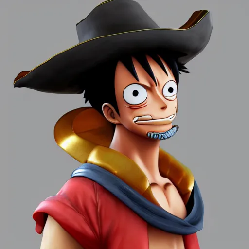 Image similar to 17th century pirate portrait of Monkey D. Luffy from One Piece, anime, octane render, artstationhq, artstationhd, cinematic, 4K, 8K, trending on artstation, highly detailed, highly realistic, digital art