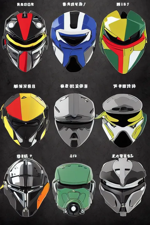 Image similar to ranger power colored mecha ninja mask helmet metal gear solid training suit swat commando snyder zack and swanland raymond and pennington bruce