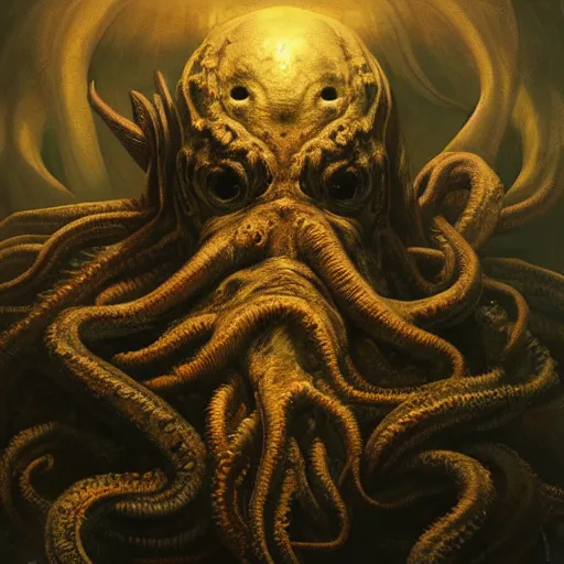 Image similar to monstrosity portrait of Cthulhu, hyperdetailed, artstation, cgsociety, by greg rutkowski, by Gustave Dore