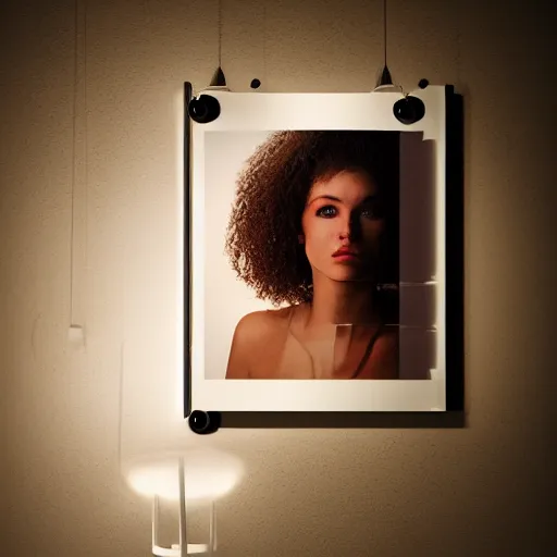 Image similar to a woman's face in an art style of interior decor and creative light angles