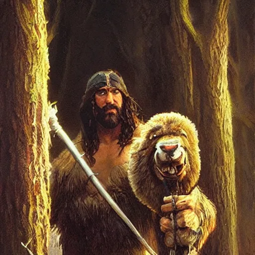 Prompt: ( ( ( ( hairy barbarian with moose head ) ) ) by greg rutkowski and tim hildebrandt