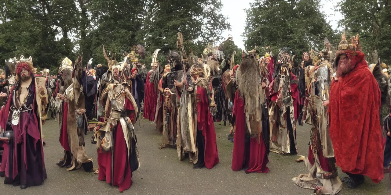 Image similar to Outside the palace there was a gathering of druids