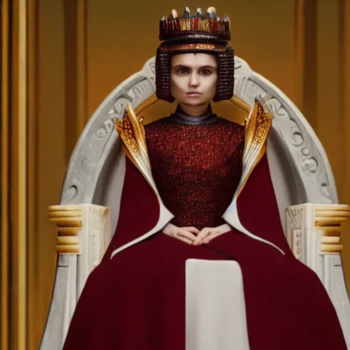 Image similar to queen amidala sitting down on a throne