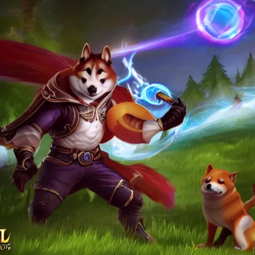 Image similar to shiba inu as a league of legends character