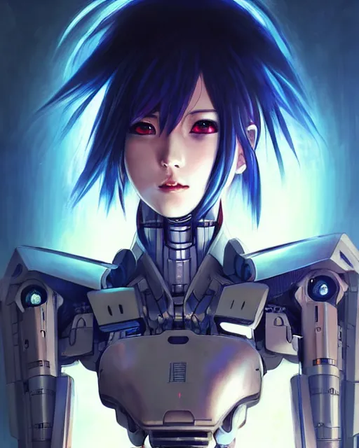 Image similar to portrait Anime Girl in mecha armor in night tokyo Sharp fine face pretty face, realistic shaded Perfect face, fine details. Anime. cyberpunk realistic shaded lighting by katsuhiro otomo ghost-in-the-shell, magali villeneuve, artgerm, rutkowski Jeremy Lipkin and Giuseppe Dangelico Pino and Michael Garmash and Rob Rey