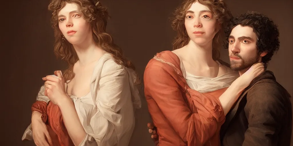 Image similar to an ultra detailed portrait of james and rachel, 8 k, baroque and luminist style, artstation, pixiv, by jacque - louis david