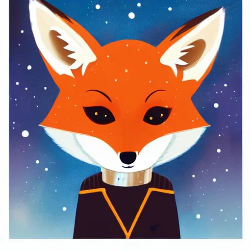 Image similar to portrait of a cute fox as an astronaut in a spaceship that has been to war and is in rough shape, had an eye patch:: in the style of charlie bowater, realistic:: oil painting::