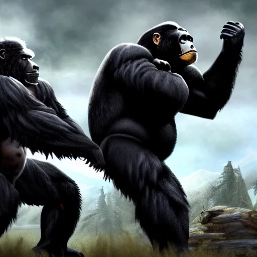 Image similar to a bear and a gorilla fighting in mortal kombat, highly detailed, 4 k