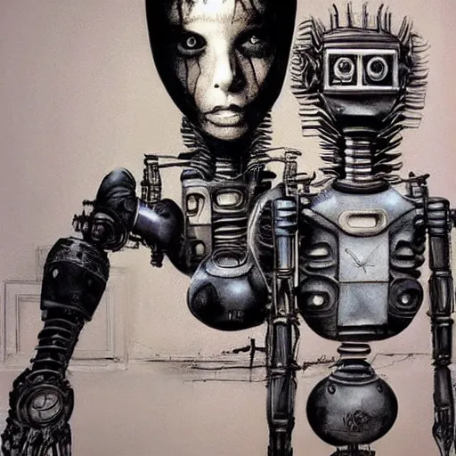 Image similar to robots and cats, art by ernest pignon - ernest, tim burton