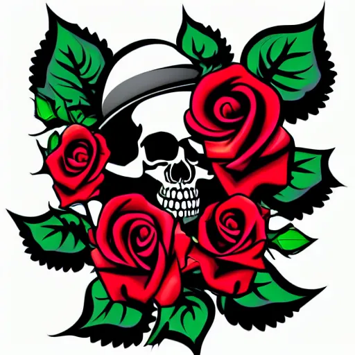 Image similar to rose n skull tattoo vector art