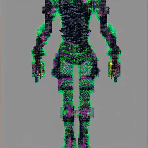 Image similar to cyberpunk character, pixel art, full body