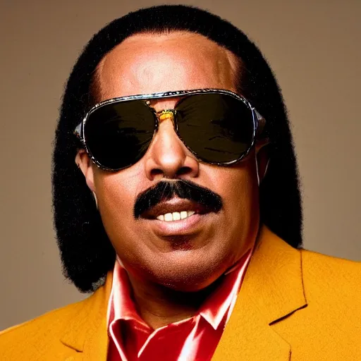 Prompt: profile picture of stevie wonder with a magnificent moustache