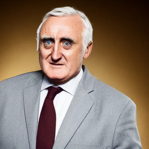 Prompt: Bertie Ahern as Jesus Christ for an upcoming movie directed by Ridley Scott, promo shoot, studio lighting