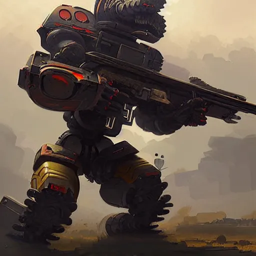 Image similar to a heavily armed battlebot, extremely detailed digital art by greg rutkowski