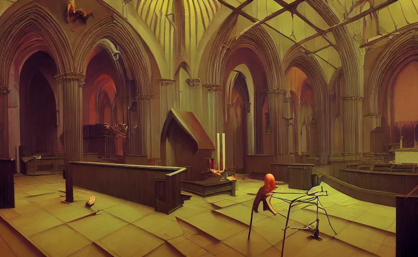 Prompt: funeral at church,highly detailed, very coherent, painted by Francis Bacon and Edward Hopper, Wayne Barlowe, painted by James Gilleard, surrealism, airbrush, art by JamesJean