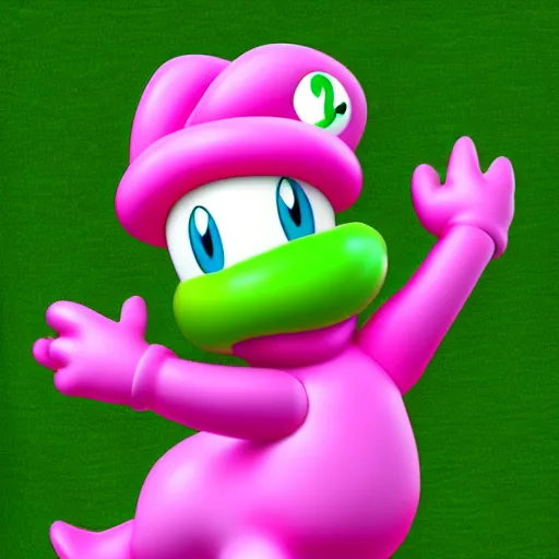 Prompt: pink yoshi nintendo character