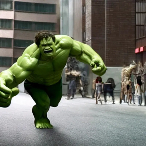 Prompt: a still of tobias funke as the hulk in the avengers ( 2 0 1 2 )