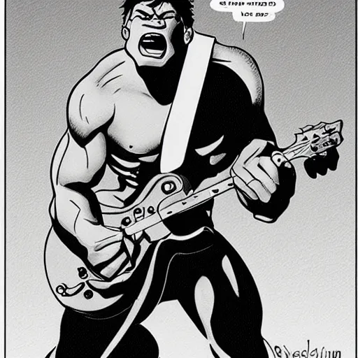 Image similar to Hulk playing guitar